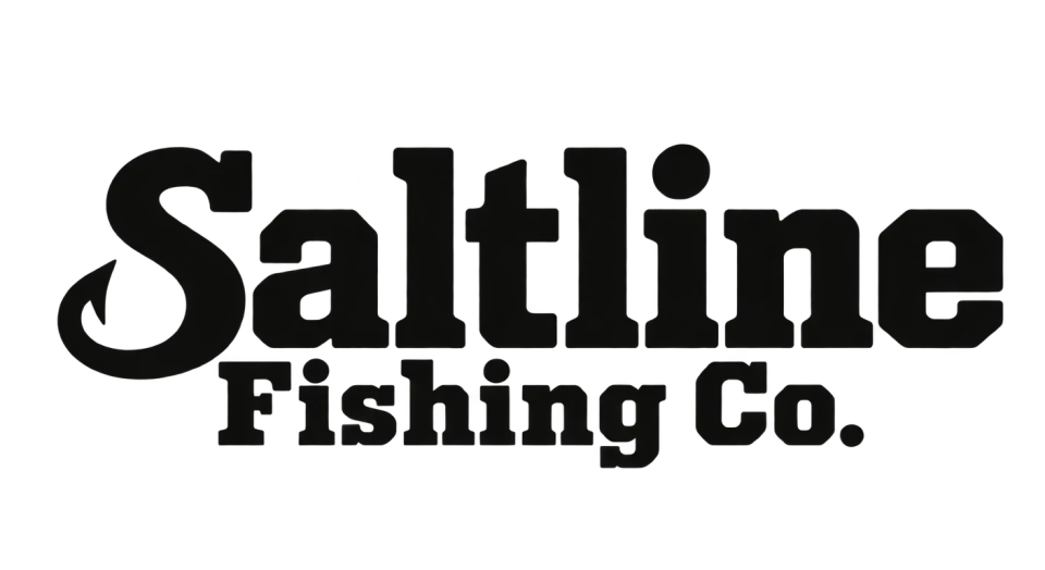 Saltline Fishing Co. wordmark logo idea: A sturdy slab-serif wordmark gives Saltline Fishing Co. the grounded look of a dependable fishing outfitter.