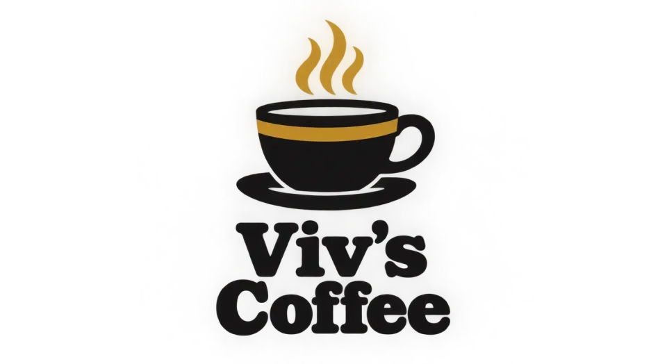 Viv's Coffee combination mark logo idea: A familiar diner cup and sturdy lettering give Viv's Coffee an easygoing look that feels at home on a neighborhood storefront.