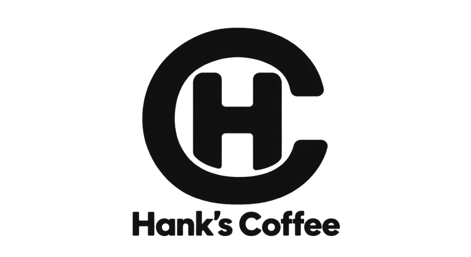Hank's Coffee lettermark logo idea: The H tucked into the C makes the initials feel connected, while the smaller name keeps the shop easy to identify.