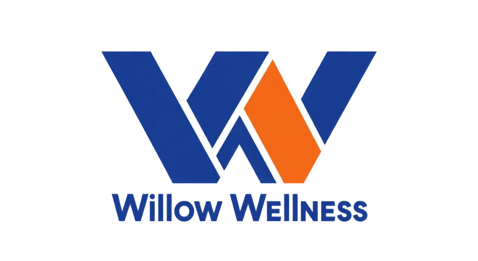 Willow Wellness lettermark logo idea: Two interwoven strokes make a distinctive W that suggests balance without losing the firm, industrial character of the studio.