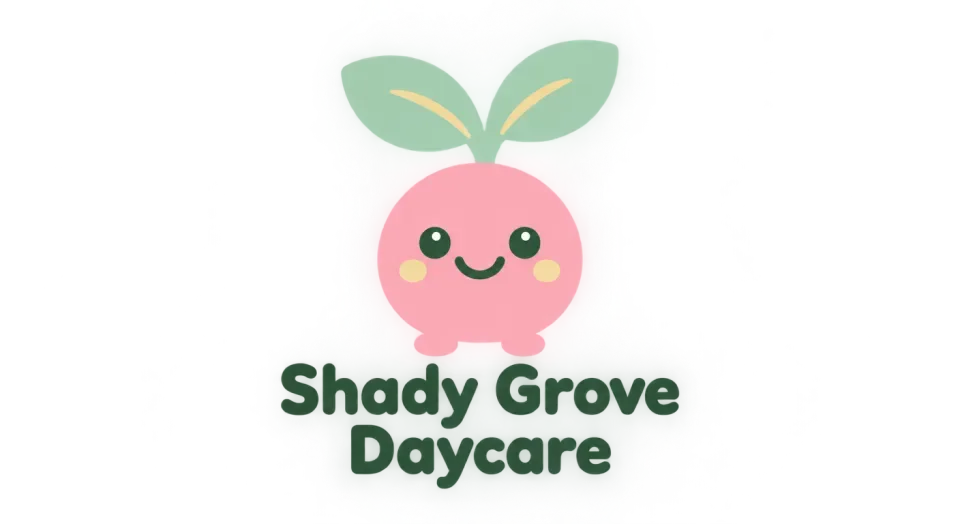 Shady Grove Daycare mascot logo idea: A smiling sprout sits above the name, giving Shady Grove Daycare a friendly little face for its early learners.