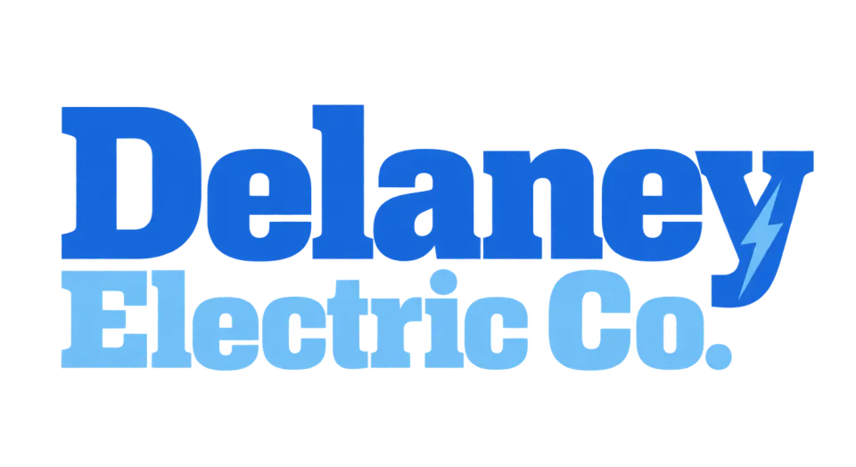 Delaney Electric Co. wordmark logo idea: The sturdy, sign-like lettering gives the company name a proud, family-owned feel without adding an icon.