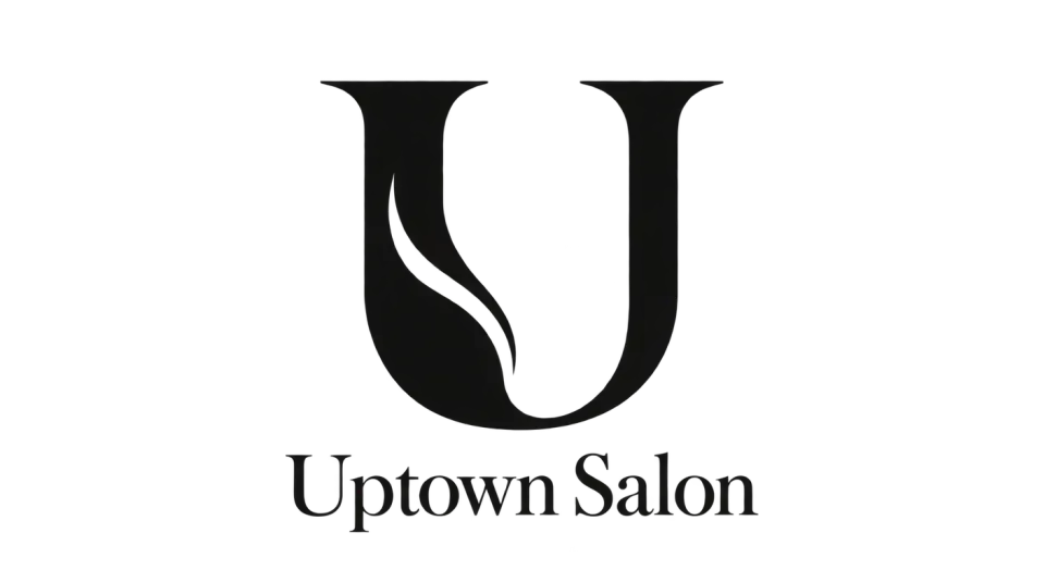 Uptown Salon lettermark logo idea: A tailored, serif U gives Uptown Salon a refined look while keeping the salon’s initial recognizable on its own.