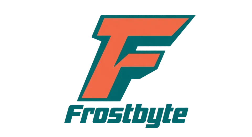 Frostbyte lettermark logo idea: The sharply cut, interlocking F gives Frostbyte a hard-edged esports identity without relying on extra imagery.