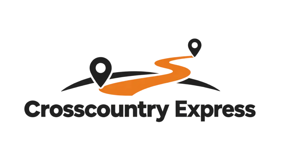 Crosscountry Express combination mark logo idea: The orange route linking two points suggests dependable movement across long distances without relying on a detailed map.