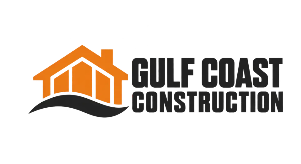 Gulf Coast Construction combination mark logo idea: A solid roof built over a wave-shaped base connects home construction with the coastal setting in one straightforward symbol.