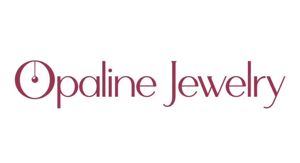 Opaline Jewelry wordmark logo idea: A small pearl-like detail sits within the O, giving the precise lettering a subtle connection to jewelry.