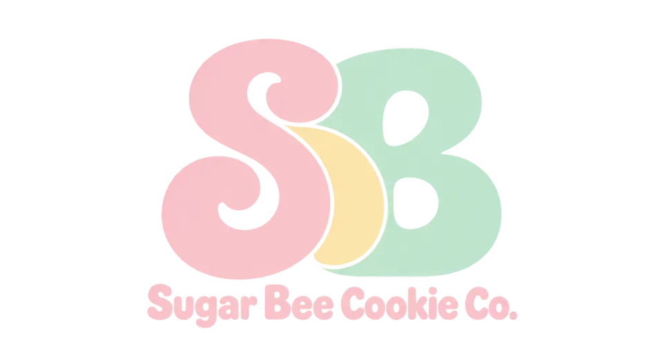 Sugar Bee Cookie Co. lettermark logo idea: The linked pink S and mint B give Sugar Bee Cookie Co. a close-knit retro monogram, with the initials able to stand alone.