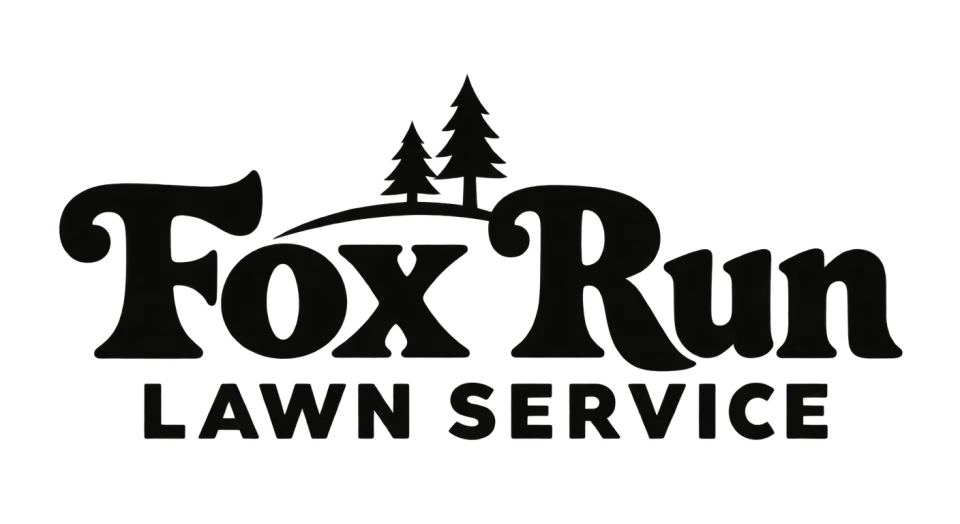 Fox Run Lawn Service wordmark logo idea: The stacked layout makes the business name stand out first and keeps the lawn-care service clear beneath it.