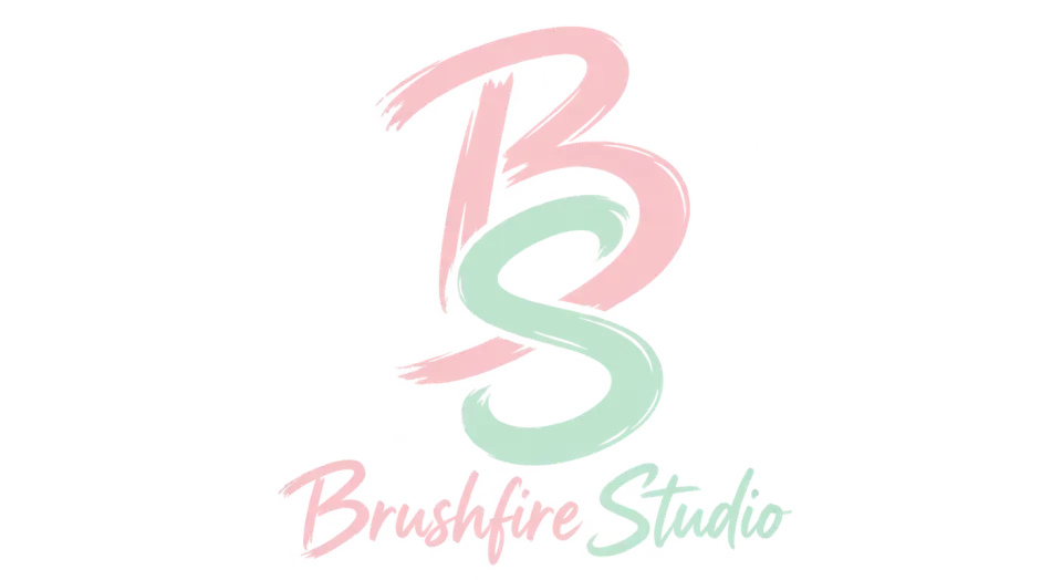 Brushfire Studio lettermark logo idea: The stacked initials make a tidy, brush-made signature for Brushfire Studio, with the full name close at hand and the BS ready to stand alone.