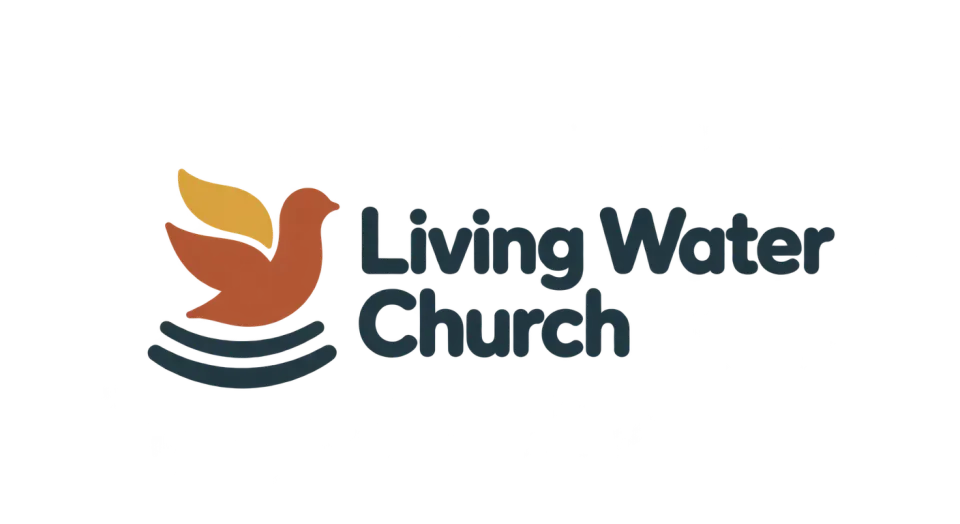 Living Water Church combination mark logo idea: A calm dove above a few steady ripples gives Living Water Church a caring, welcoming feel.