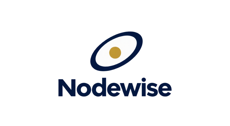 Nodewise combination mark logo idea: A single dot held in a clean orbit gives Nodewise a simple visual nod to connected software.