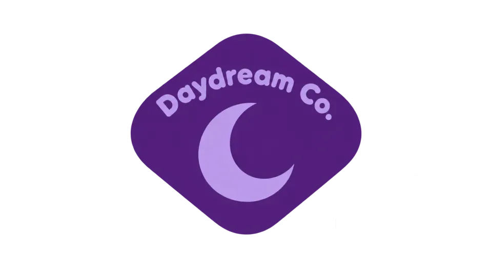 Daydream Co. emblem logo idea: The crescent gives this compact patch a clear daydream cue, and the diamond shape makes it feel at home on streetwear.
