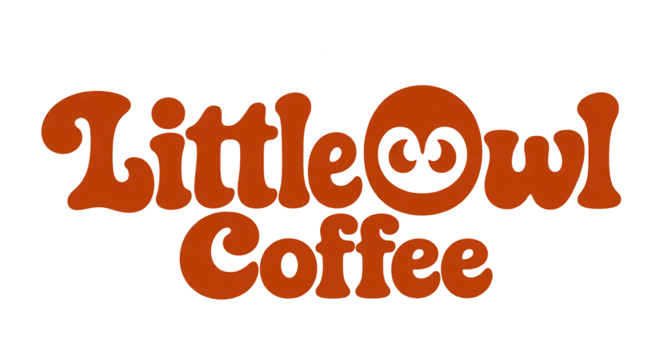 Little Owl Coffee wordmark logo idea: The softly rounded name feels like a welcoming neighborhood coffee sign, with a quiet owl hint built into the lettering.