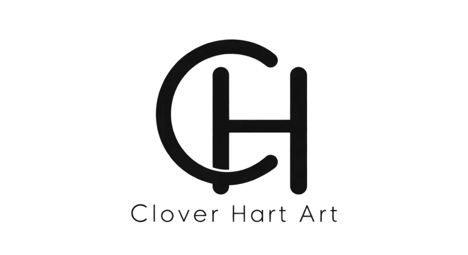 Clover Hart Art lettermark logo idea: The C wraps the H in a quiet, close-knit monogram that gives Clover Hart Art a moody studio feel.