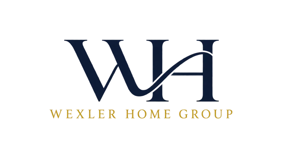 Wexler Home Group lettermark logo idea: The gently ascending WH suggests forward momentum while the smaller name keeps the overall mark reserved and polished.