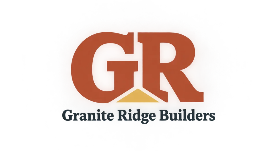 Granite Ridge Builders lettermark logo idea: Strong, straightforward capitals give Granite Ridge Builders a classic builder’s mark that works both with the name and on its own.
