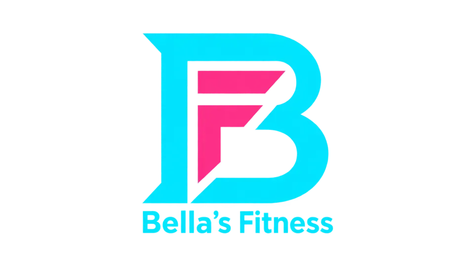 Bella's Fitness lettermark logo idea: A compact BF cutout makes Bella's Fitness feel bold and focused, with both initials held together in one memorable shape.