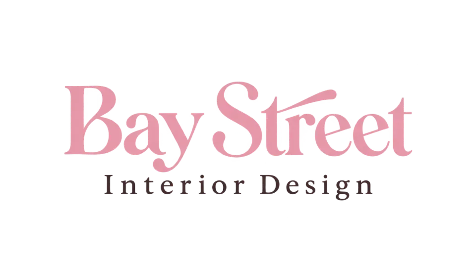 Bay Street Interior Design wordmark logo idea: A compact stack gives the studio name a composed presence, while a slight asymmetry keeps it from feeling too proper.