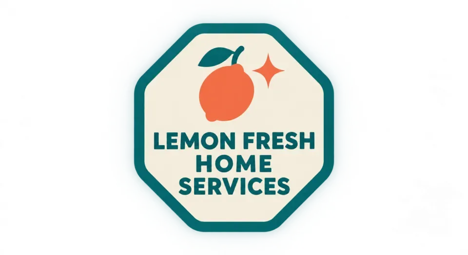 Lemon Fresh Home Services emblem logo idea: A simple lemon and sparkle give the badge a fresh cue while keeping the service name easy to spot.