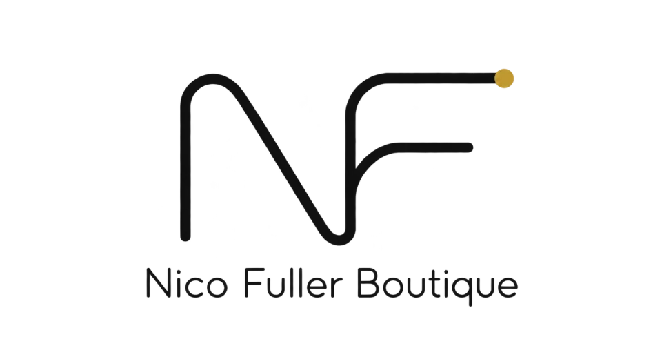 Nico Fuller Boutique lettermark logo idea: The open, looping NF brings a little motion to the mark without sacrificing the boutique’s name or the initials’ clarity.