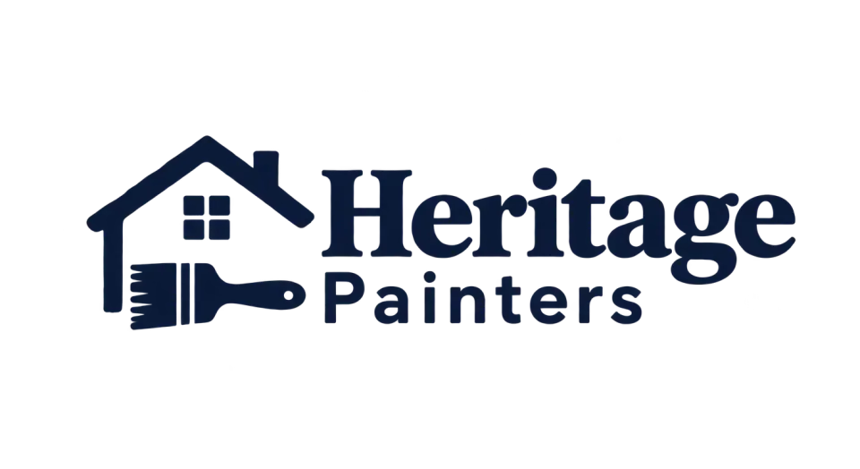 Heritage Painters combination mark logo idea: A simple house and brush make Heritage Painters’ home-painting work clear at a glance.