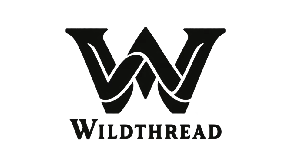 Wildthread lettermark logo idea: The interlocked W has the feel of a carefully made clothing label, while the small name beneath makes the mark easy to recognize.