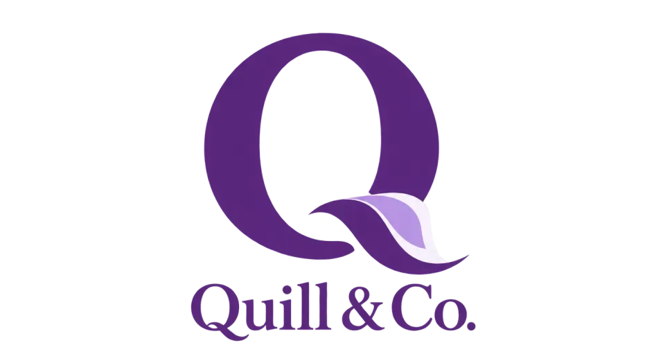 Quill & Co. lettermark logo idea: A softly curling Q gives Quill & Co. a paper-inspired identity with enough warmth to feel approachable and enough restraint to feel premium.