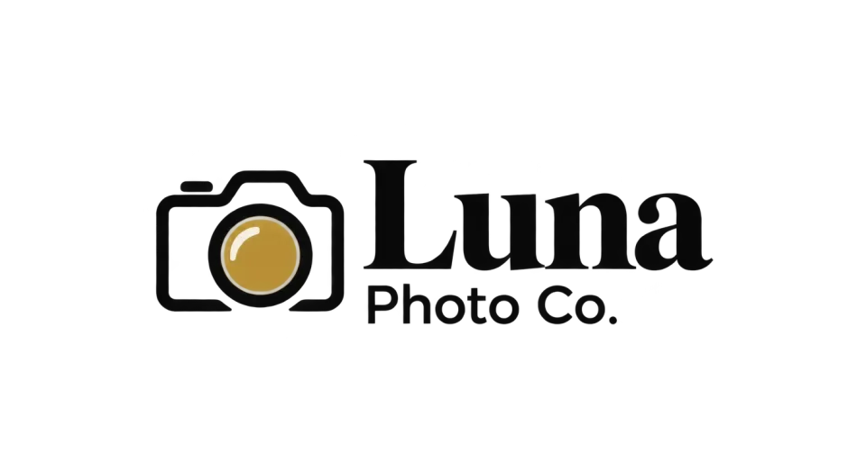 Luna Photo Co. combination mark logo idea: The quiet camera icon and magazine-like lettering give Luna Photo Co. an artistic feel while keeping the name easy to read.