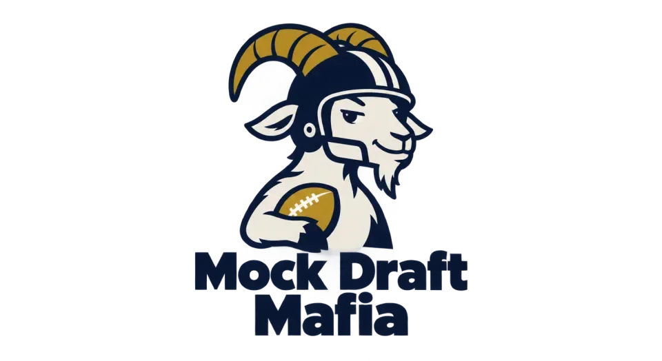 Mock Draft Mafia mascot logo idea: A goat holding a football makes the fantasy-football connection clear while keeping the mascot’s attitude relaxed and approachable.