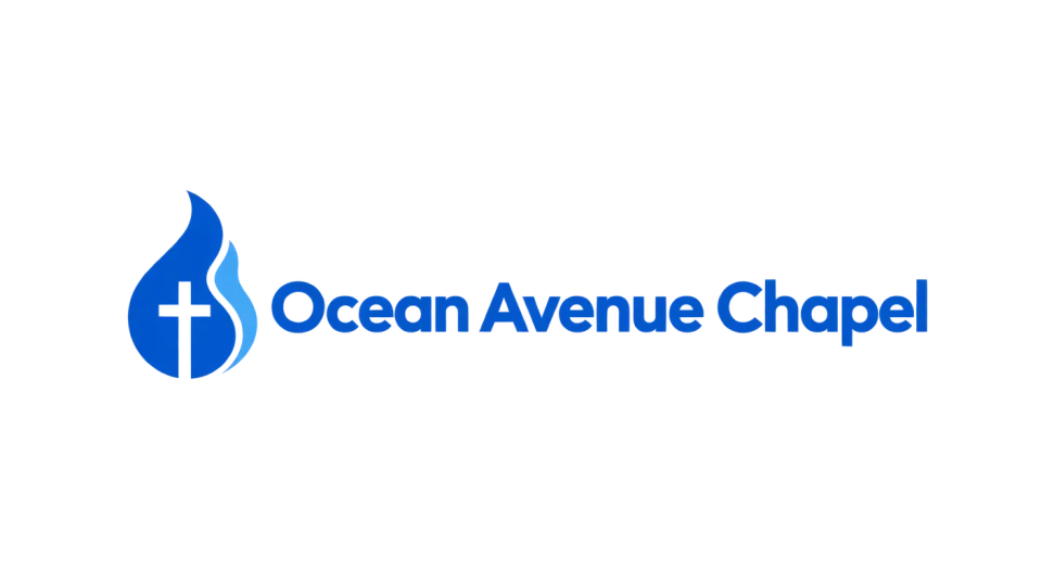 Ocean Avenue Chapel combination mark logo idea: A bright, simple flame with a cross-shaped opening gives Ocean Avenue Chapel a welcoming symbol that reads clearly at small sizes.