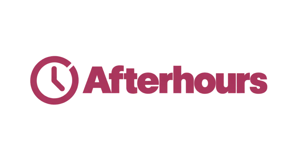 Afterhours combination mark logo idea: A minimal clock set to a late hour makes the name feel literal and gives the clothing brand a compact, recognizable icon.